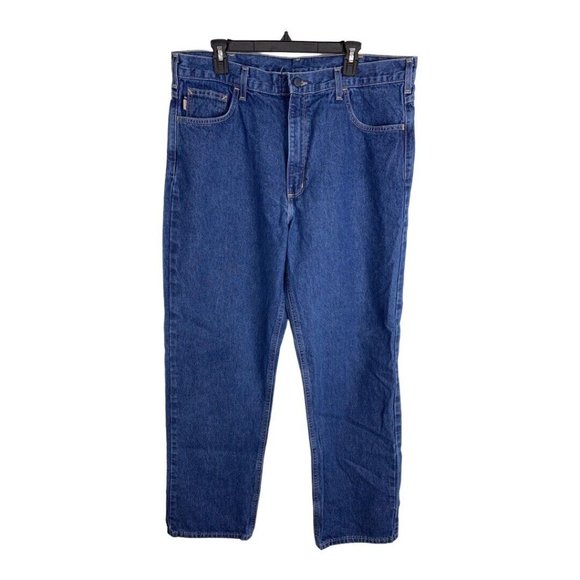Carhartt Mens Jeans Adult Size 38x32 Medium Wash Denim Work Jeans FR - Picture 1 of 5
